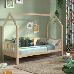 Vipack Bedhuisje Home - 90x200 cm - met hekje - wit dennenhout