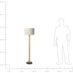 Staande Lampen-Leen Bakker BELESSA - Staande lamp - Lichtbeige - Linnen/Rubberhout