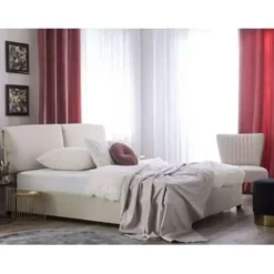 Beliani BELFORT - Tweepersoonsbed - Beige - 140 x 200 cm - Polyester