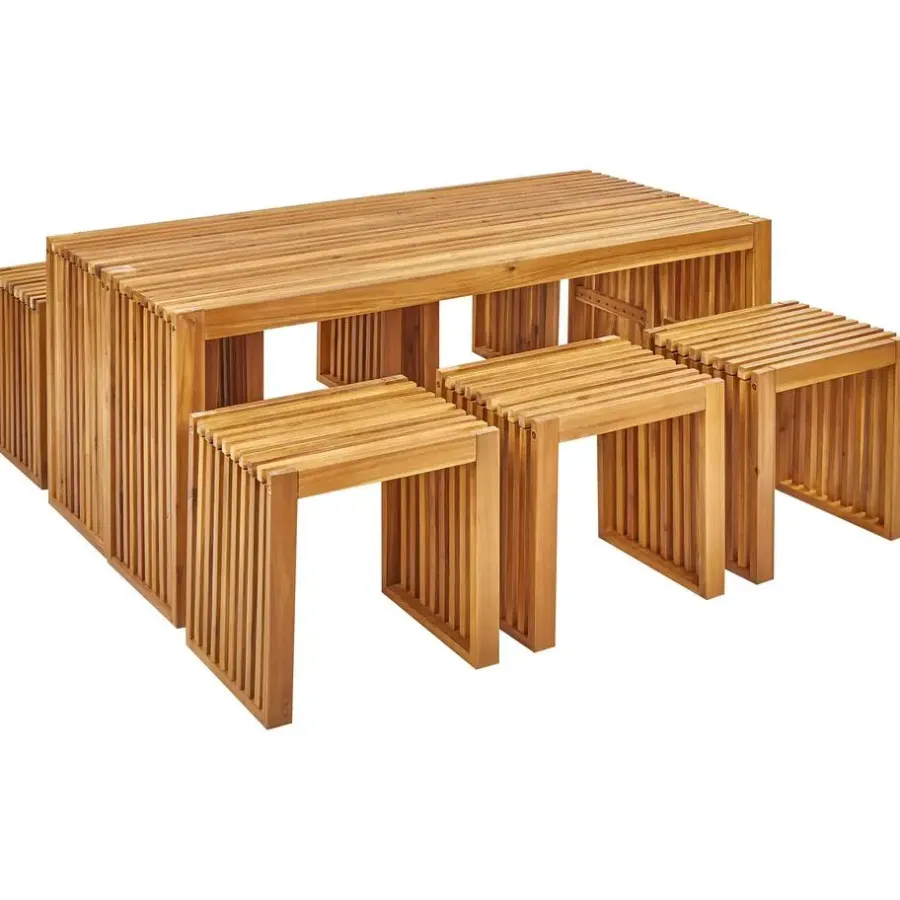 Beliani BELLANO - Tuinset 6-zits - Lichthout - Acaciahout