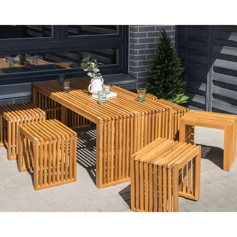 Beliani BELLANO - Tuinset 6-zits - Lichthout - Acaciahout