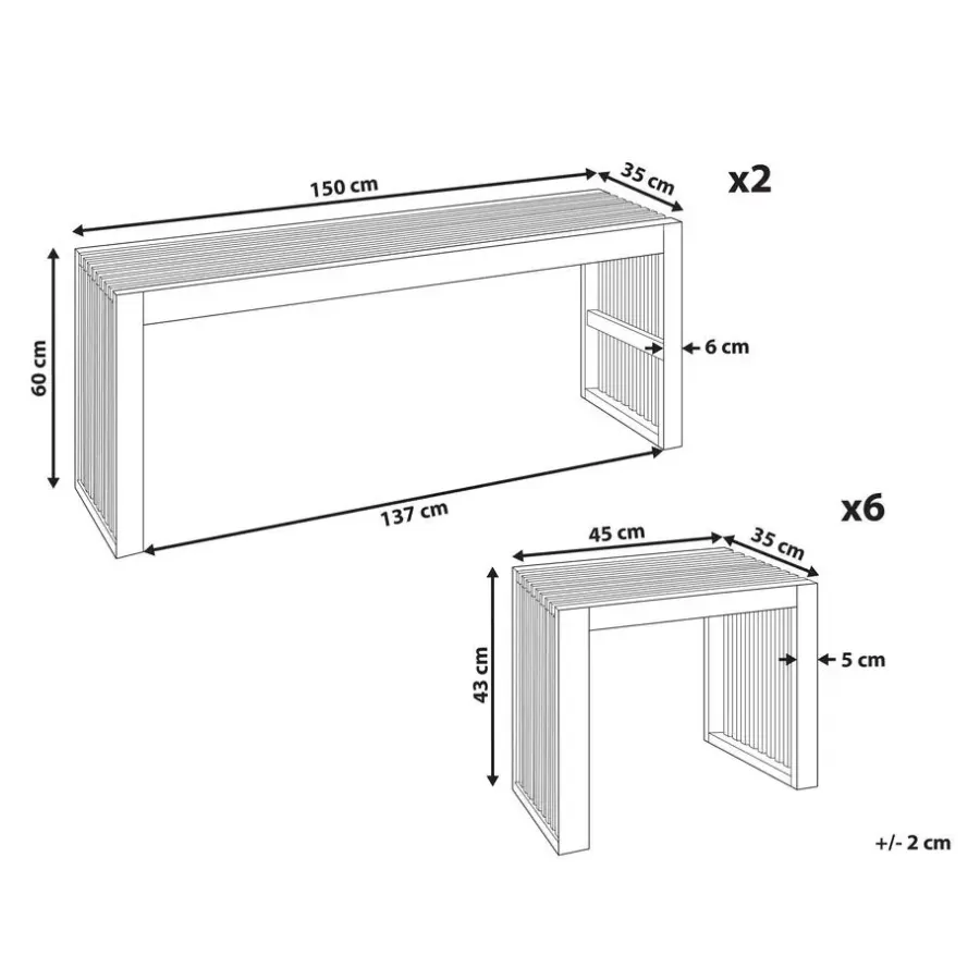 Beliani BELLANO - Tuinset 6-zits - Lichthout - Acaciahout