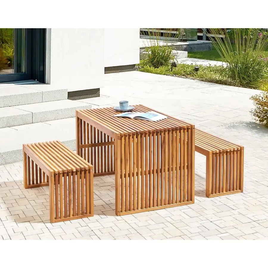 Tuinsets-Beliani BELLANO - Tuinset 4-zits - Lichthout - Acaciahout