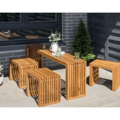 Beliani BELLANO - Tuintafel - Lichthout - Acaciahout