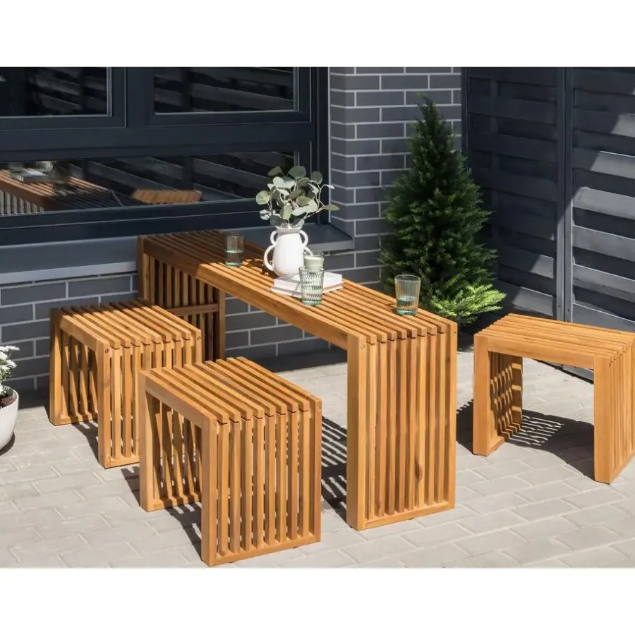 Beliani BELLANO - Tuintafel - Lichthout - Acaciahout