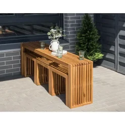 Beliani BELLANO - Tuintafel - Lichthout - Acaciahout