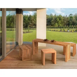 Beliani BELLANO - Tuintafel - Lichthout - Acaciahout