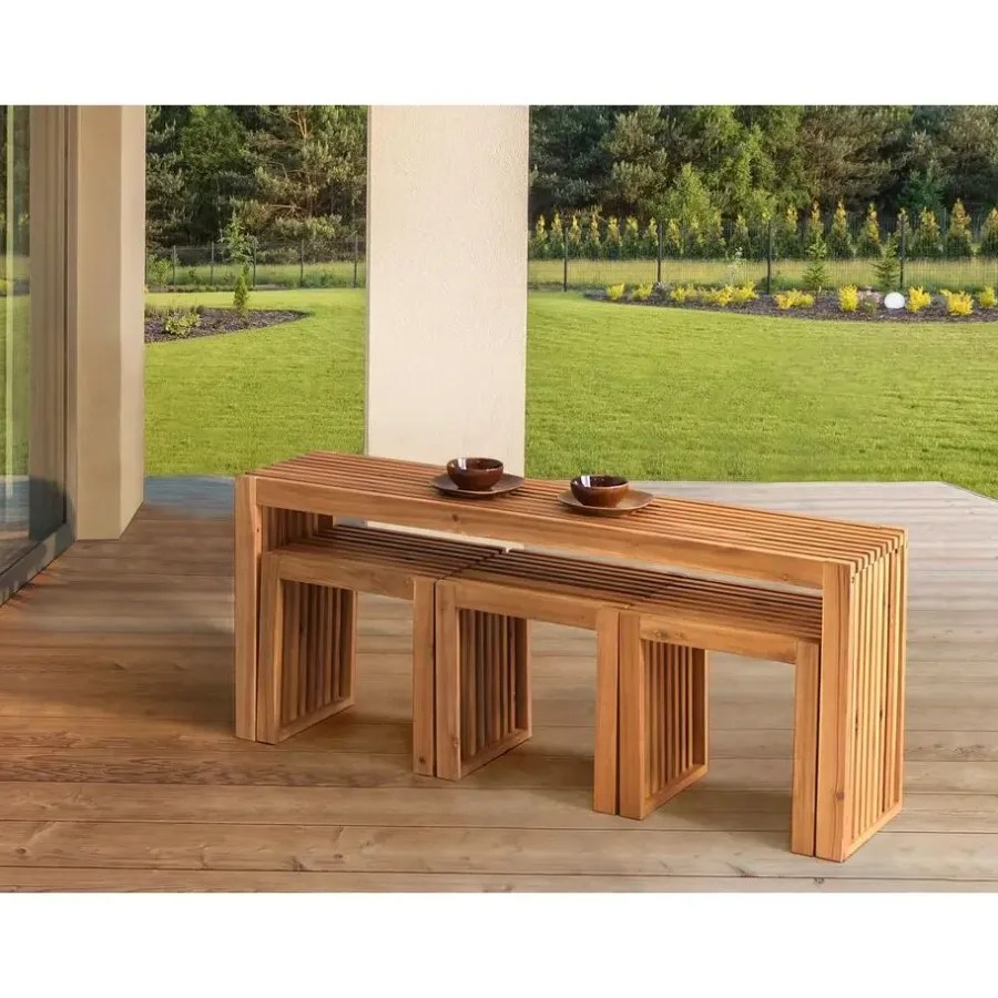 Beliani BELLANO - Tuintafel - Lichthout - Acaciahout