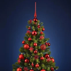 Kerstballen-Bellatio Decorations Kerstballen set - 110x - rood - kunststof