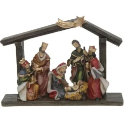 Kerstdecoratie-Merkloos Bellatio decorations Kerststal - met figuren - 20 x 5 x 15 cm