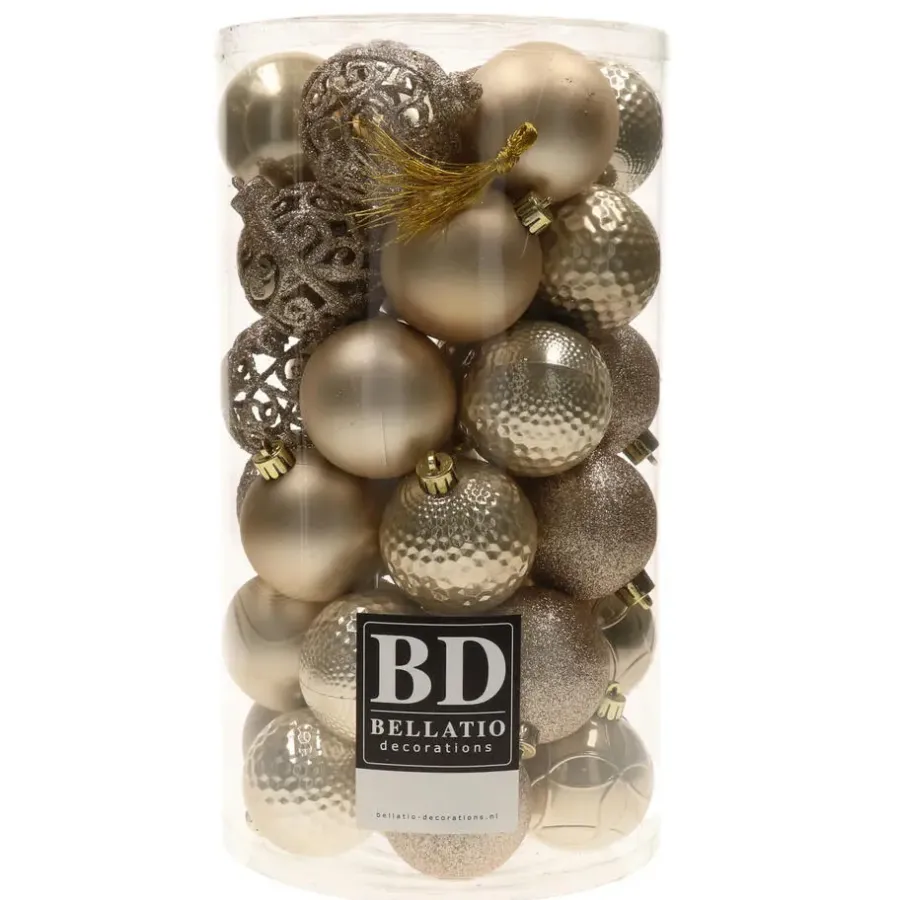 Bellatio Decorations Kerstballen - 37x st - champagne - 6 cm