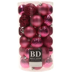 Kerstballen|Kerstdecoratie-Bellatio Decorations kerstballen -37x -fuchsia -6 cm -kunststof