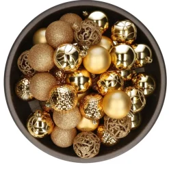 Kerstballen-Bellatio Decorations Kerstballen - 37x - kunststof - goud - 6cm