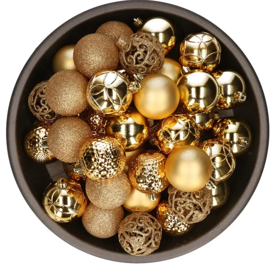 Kerstballen-Bellatio Decorations Kerstballen - 37x - kunststof - goud - 6cm