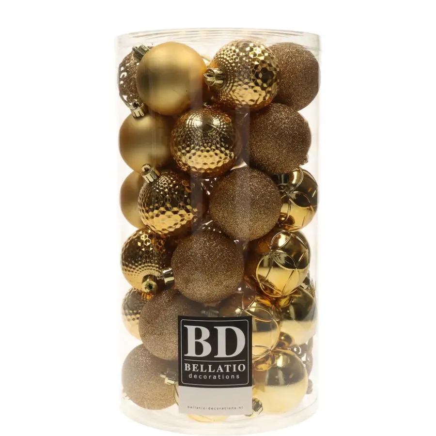 Kerstballen-Bellatio Decorations Kerstballen - 37x - kunststof - goud - 6cm