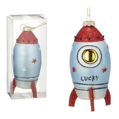 Kerstballen|Kerstdecoratie-Merkloos Bellatio Decorations Kersthangers - 14 cm - glazen raket