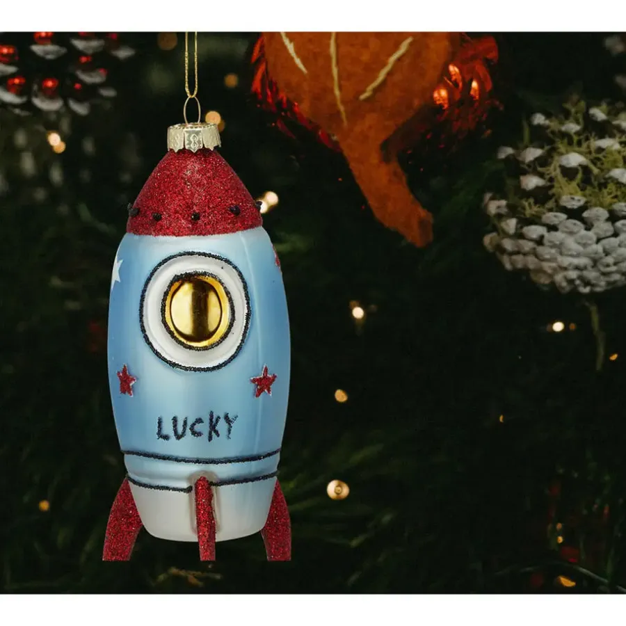 Kerstballen|Kerstdecoratie-Merkloos Bellatio Decorations Kersthangers - 14 cm - glazen raket