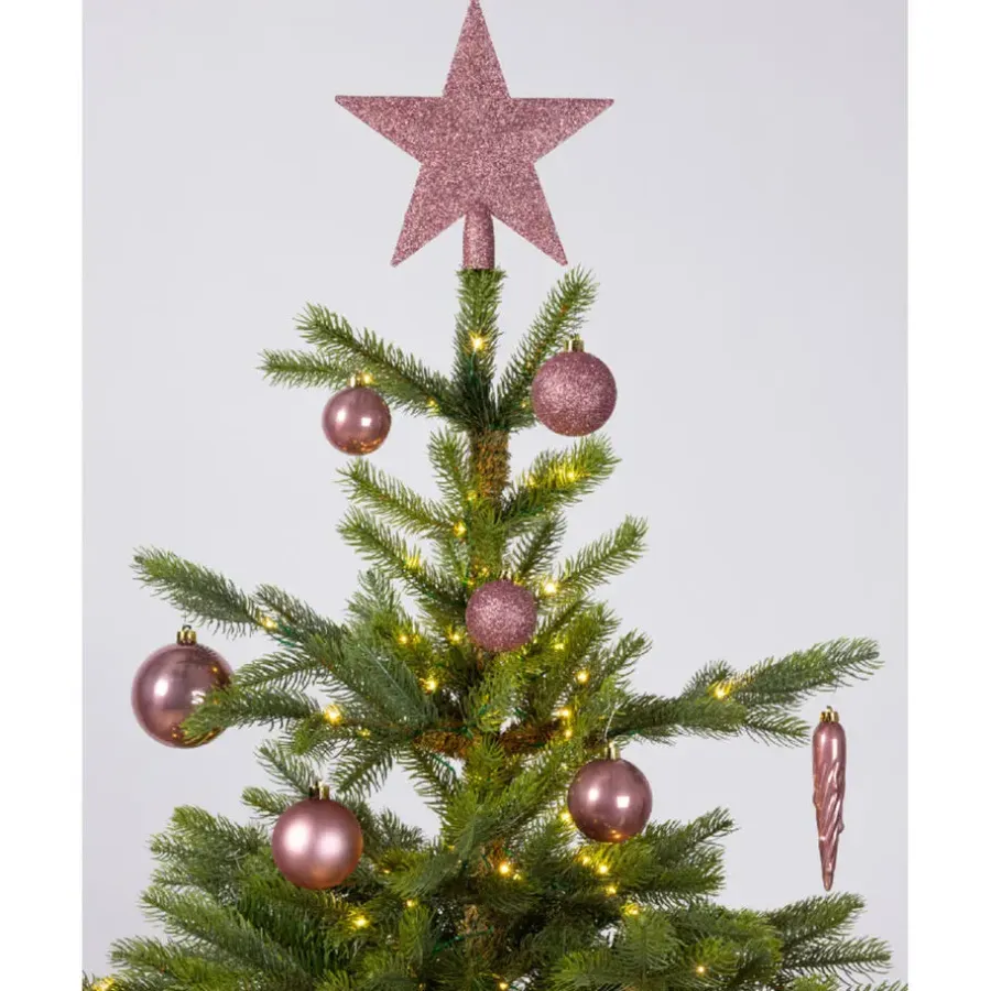 Kerstdecoratie-Bellatio Decorations Kerstballen - 33x st - oudroze - met piek