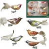 Kerstballen|Kerstdecoratie-Krebs Bellatio Decorations Kersthangers - 6 stuks - vogels op clip - 11 cm