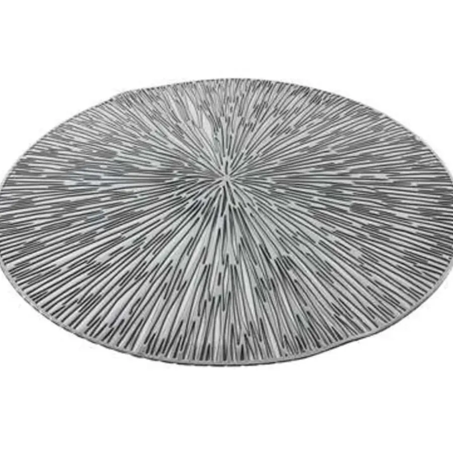 Bellatio Design Placemats - 6 stuks - geponst - zilverkleurig - 38 cm