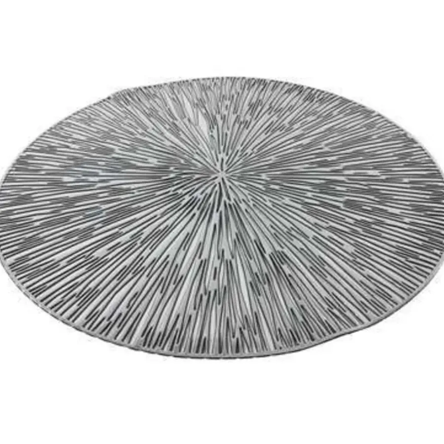 Bellatio Design Placemats - 6 stuks - geponst - zilverkleurig - 38 cm
