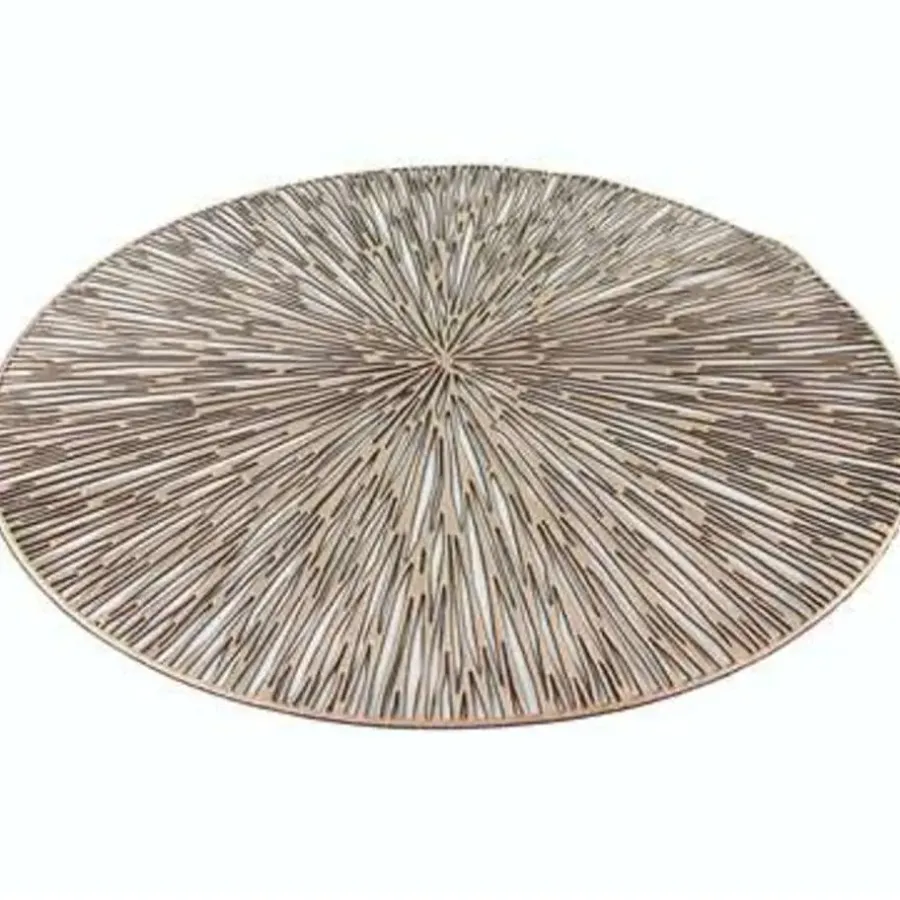 Bellatio Design Placemats - 6 stuks - geponst - goudkleurig - 38 cm