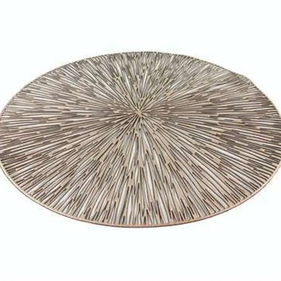 Bellatio Design Placemats - 6 stuks - geponst - goudkleurig - 38 cm