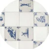Bellatio Design Tafelzeil - Delfts blauwe tegel print - rond - 160 cm