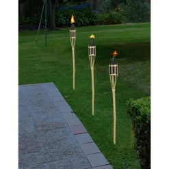 Tuindecoratie-Bellatio Design Tuinfakkels - 2x - bamboe - 60 cm - navulbaar