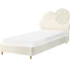 Beliani BELLEVUE - Eenpersoonsbed - Gebroken wit - 90 x 200 cm - Bouclé