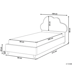 Beliani BELLEVUE - Eenpersoonsbed - Gebroken wit - 90 x 200 cm - Bouclé