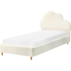 Beliani BELLEVUE - Eenpersoonsbed - Gebroken wit - 90 x 200 cm - Bouclé