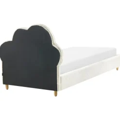 Beliani BELLEVUE - Eenpersoonsbed - Gebroken wit - 90 x 200 cm - Bouclé