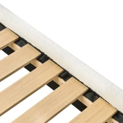 Beliani BELLEVUE - Eenpersoonsbed - Gebroken wit - 90 x 200 cm - Bouclé