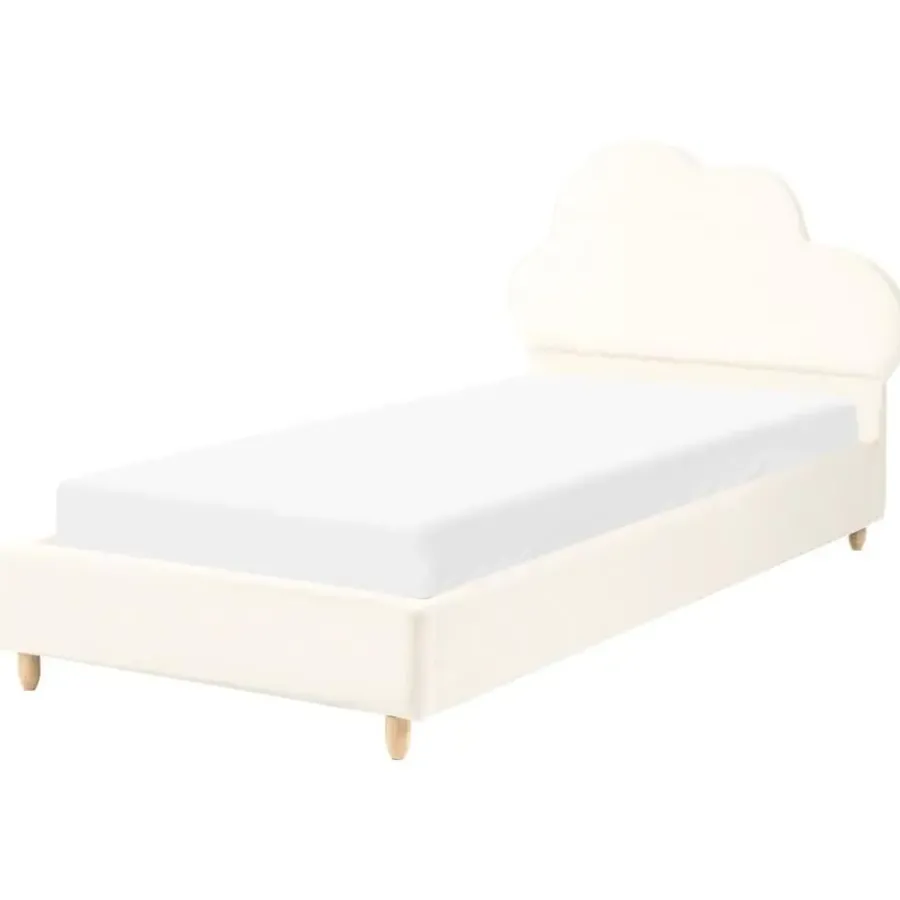 Beliani BELLEVUE - Eenpersoonsbed - Lichtbeige - 90 x 200 cm - Fluweel