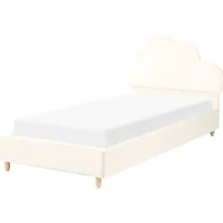 Beliani BELLEVUE - Eenpersoonsbed - Lichtbeige - 90 x 200 cm - Fluweel