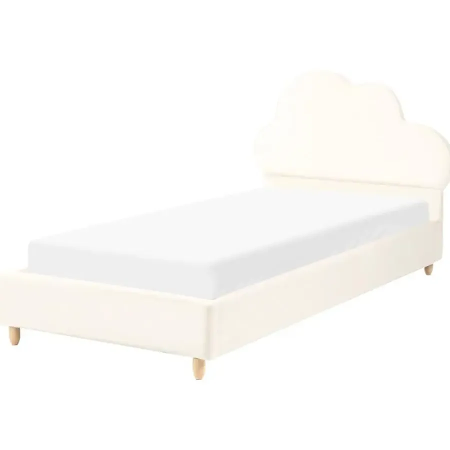 Beliani BELLEVUE - Eenpersoonsbed - Lichtbeige - 90 x 200 cm - Fluweel