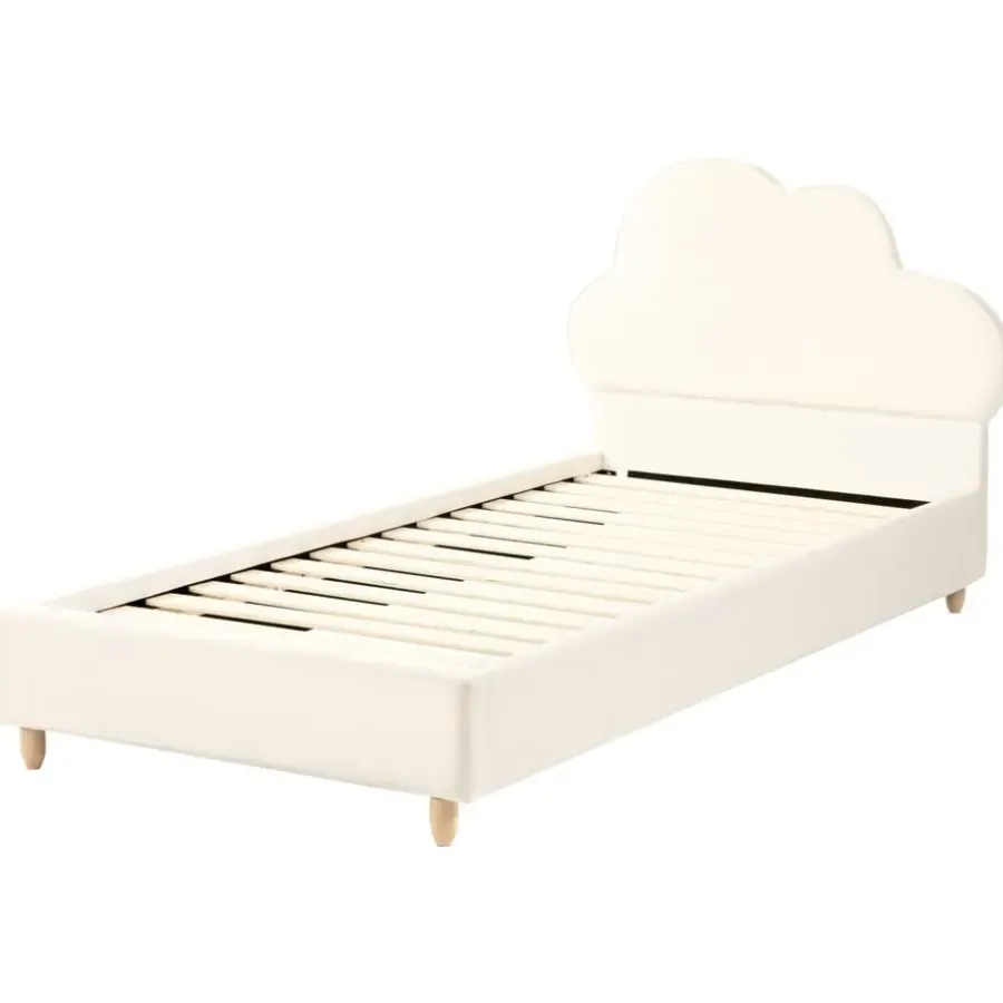 Beliani BELLEVUE - Eenpersoonsbed - Lichtbeige - 90 x 200 cm - Fluweel