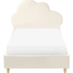 Beliani BELLEVUE - Eenpersoonsbed - Lichtbeige - 90 x 200 cm - Fluweel