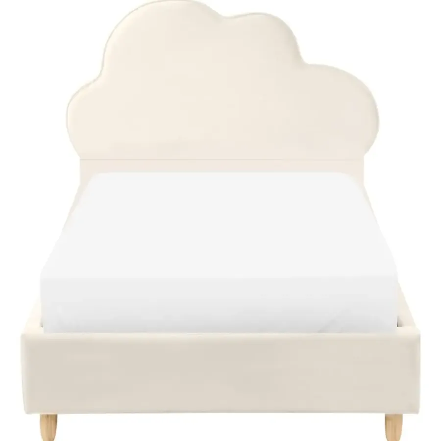 Beliani BELLEVUE - Eenpersoonsbed - Lichtbeige - 90 x 200 cm - Fluweel