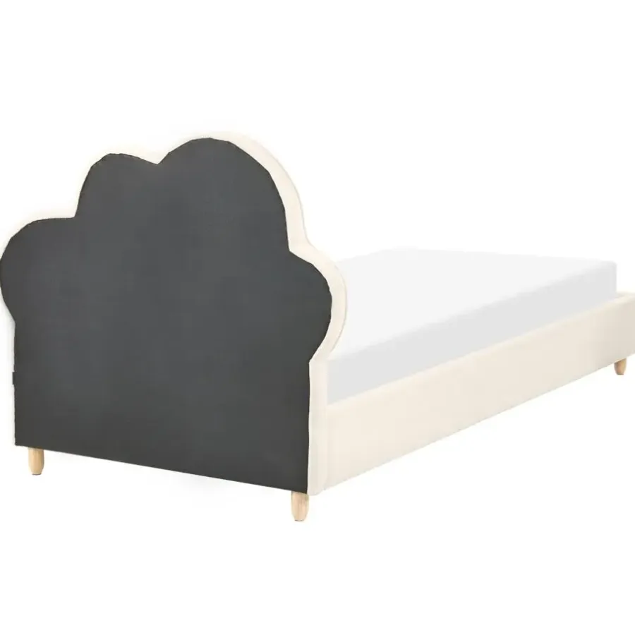 Beliani BELLEVUE - Eenpersoonsbed - Lichtbeige - 90 x 200 cm - Fluweel