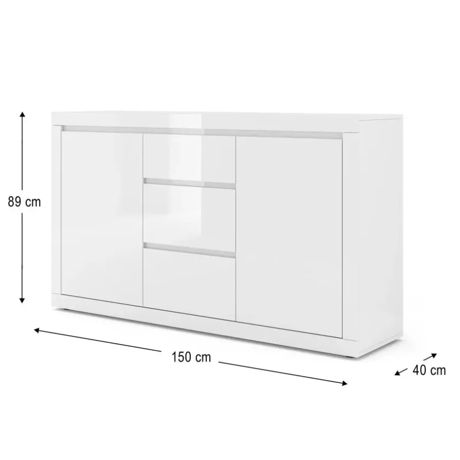 Dressoirs-Homlando BELLO BIANCO III dressoir 150 cm wit mat / glanzend