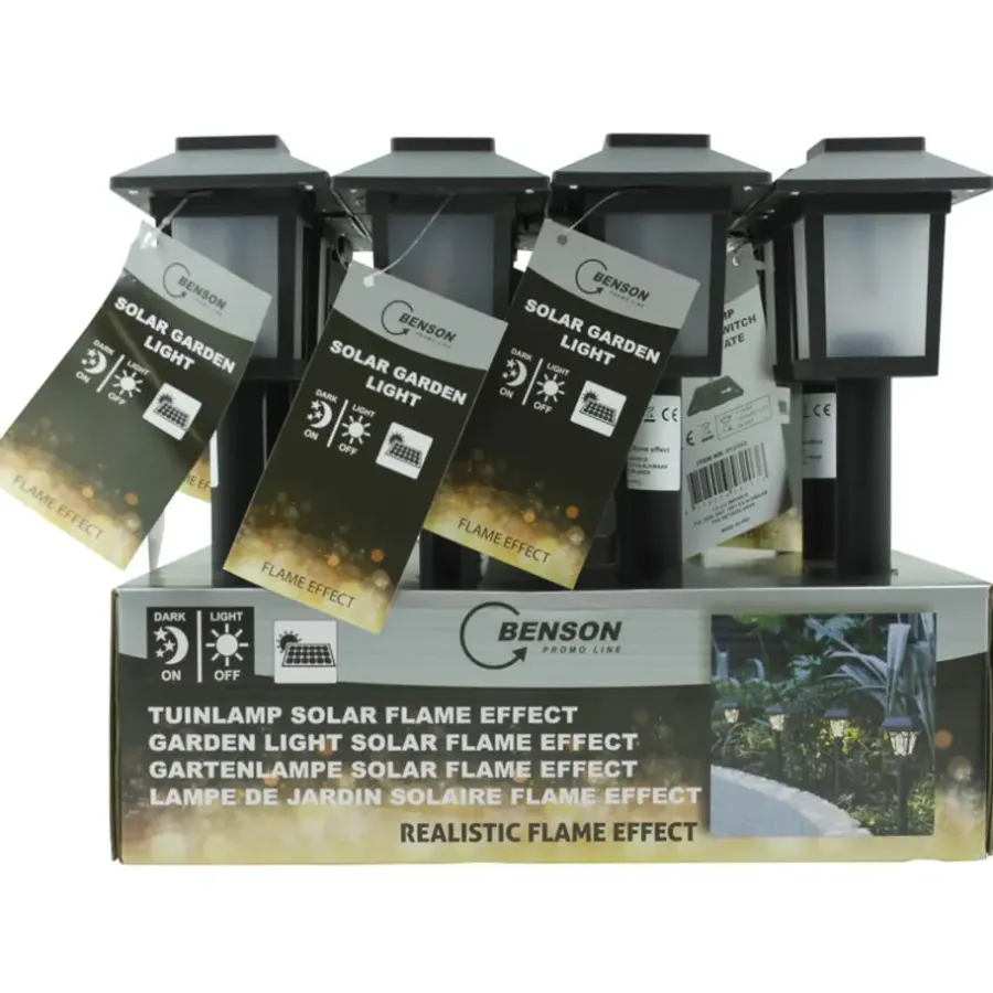 Ben Tools Prikspot - solar tuinverlichting - vlameffect - 34 cm