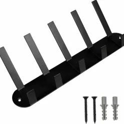 Kapstokken-Benson Kapstok - zwart - metaal - 5 haken - wandkapstok - 30 cm