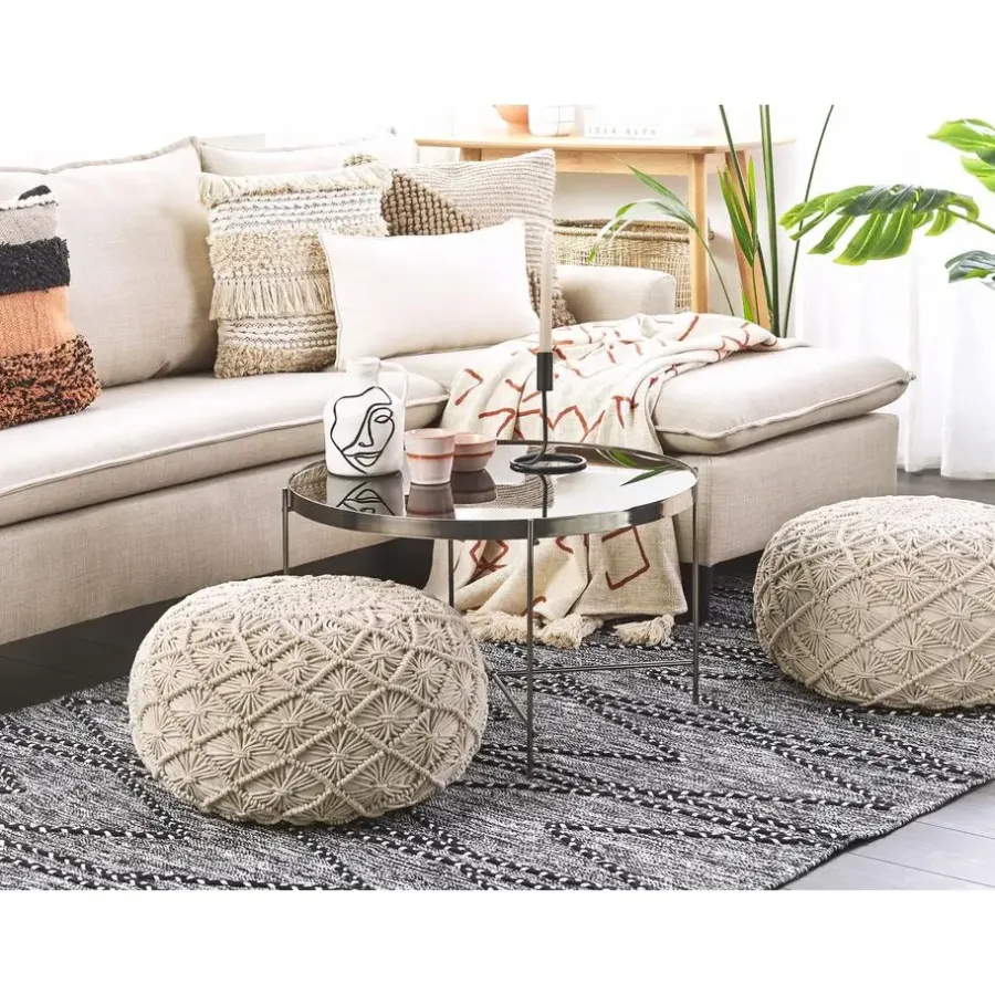 Poefen-Beliani BERKANE - Poef - Beige - Katoen