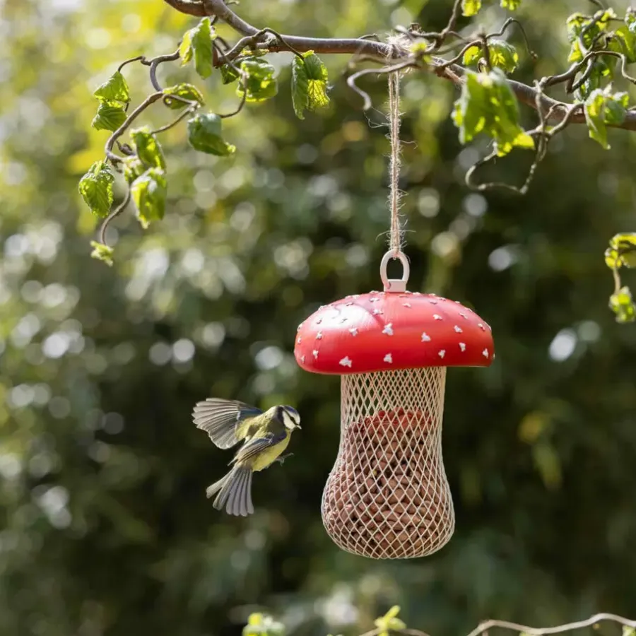 Tuindecoratie-Best for Birds Voedersilo noten Fungi - PVC/ijzer - 13 x 18 cm