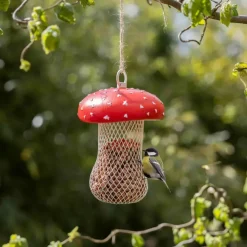 Tuindecoratie-Best for Birds Voedersilo noten Fungi - PVC/ijzer - 13 x 18 cm