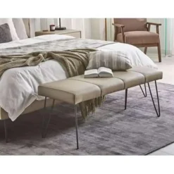 Hockers En Voetenbanken-Beliani BETIN - Hocker - Beige - Kunstleer