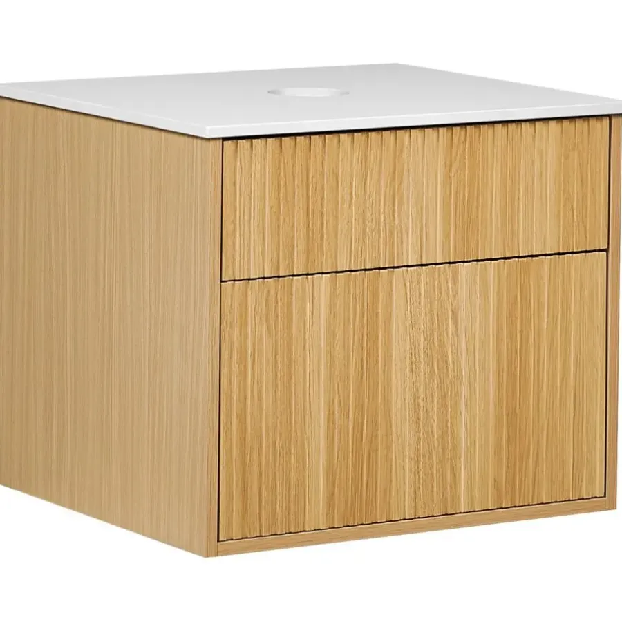 Wastafelkasten-Leen Bakker BEXTI - Badkamermeubel - Lichtbruin - 60 x 52 cm - Hout