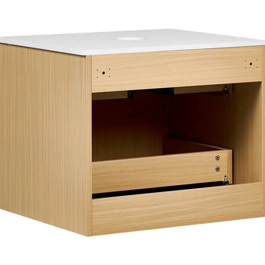 Wastafelkasten-Leen Bakker BEXTI - Badkamermeubel - Lichtbruin - 60 x 52 cm - Hout